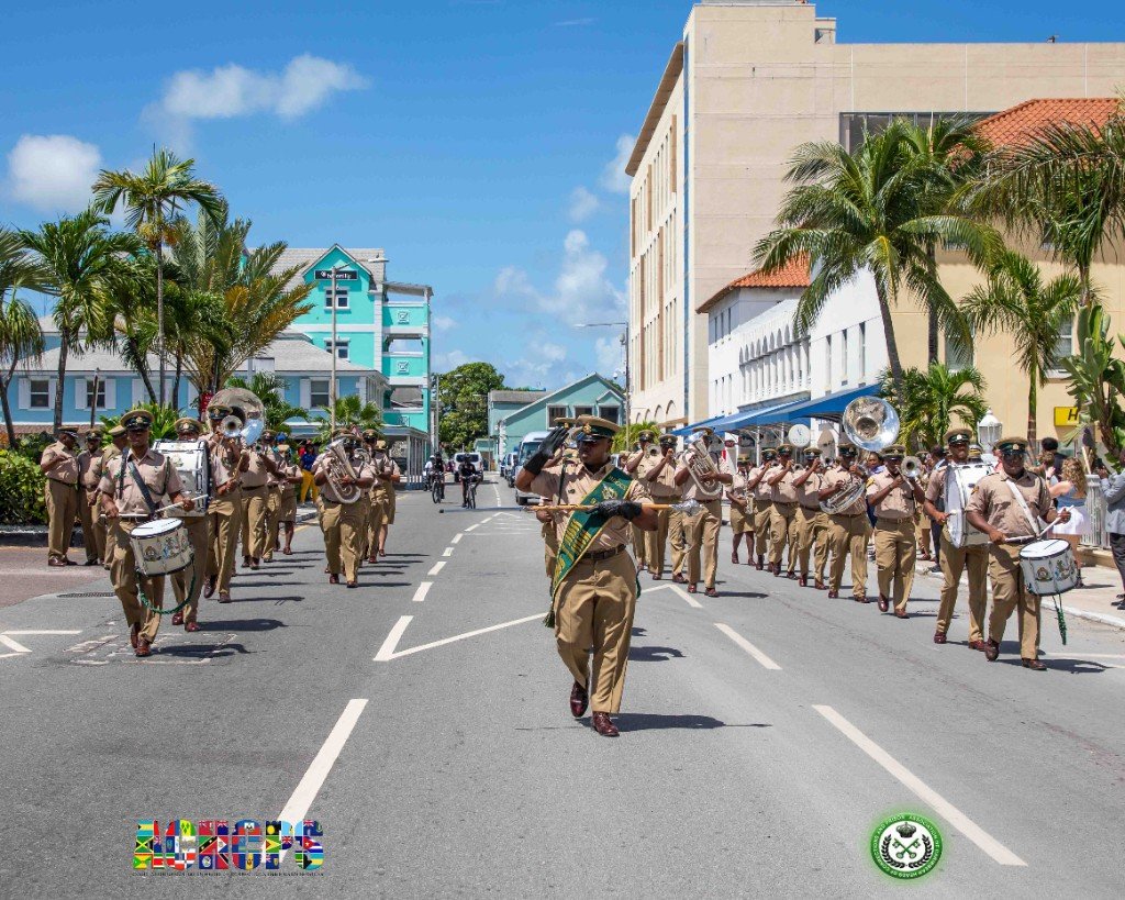 Correctional services band on parade through the streets